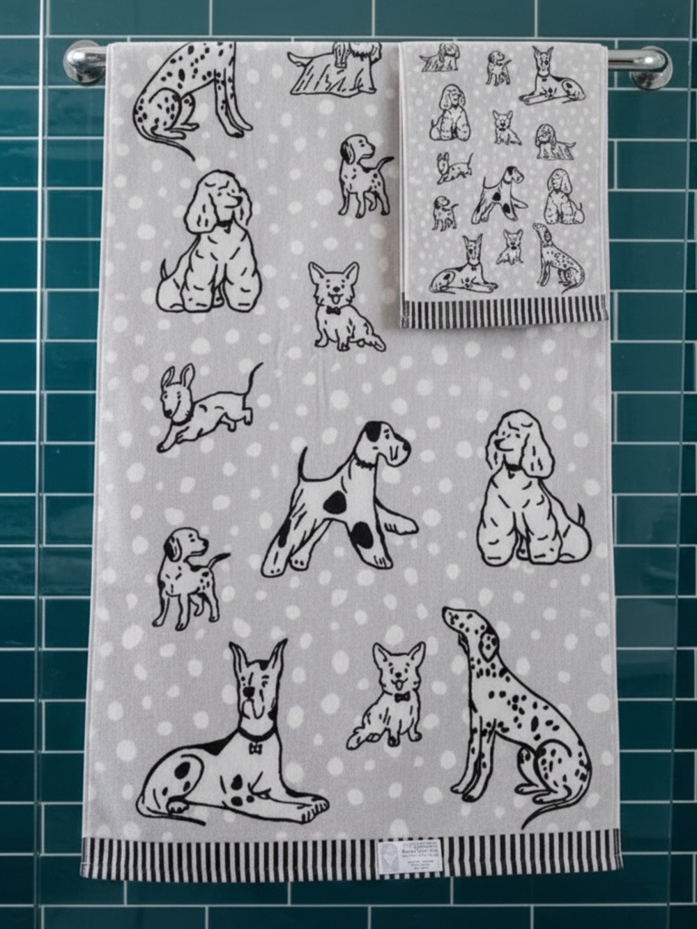 Kassafina Dog Bath Towel Set Poodle Corgi Dalmatian Great Dane Terrier Cotton